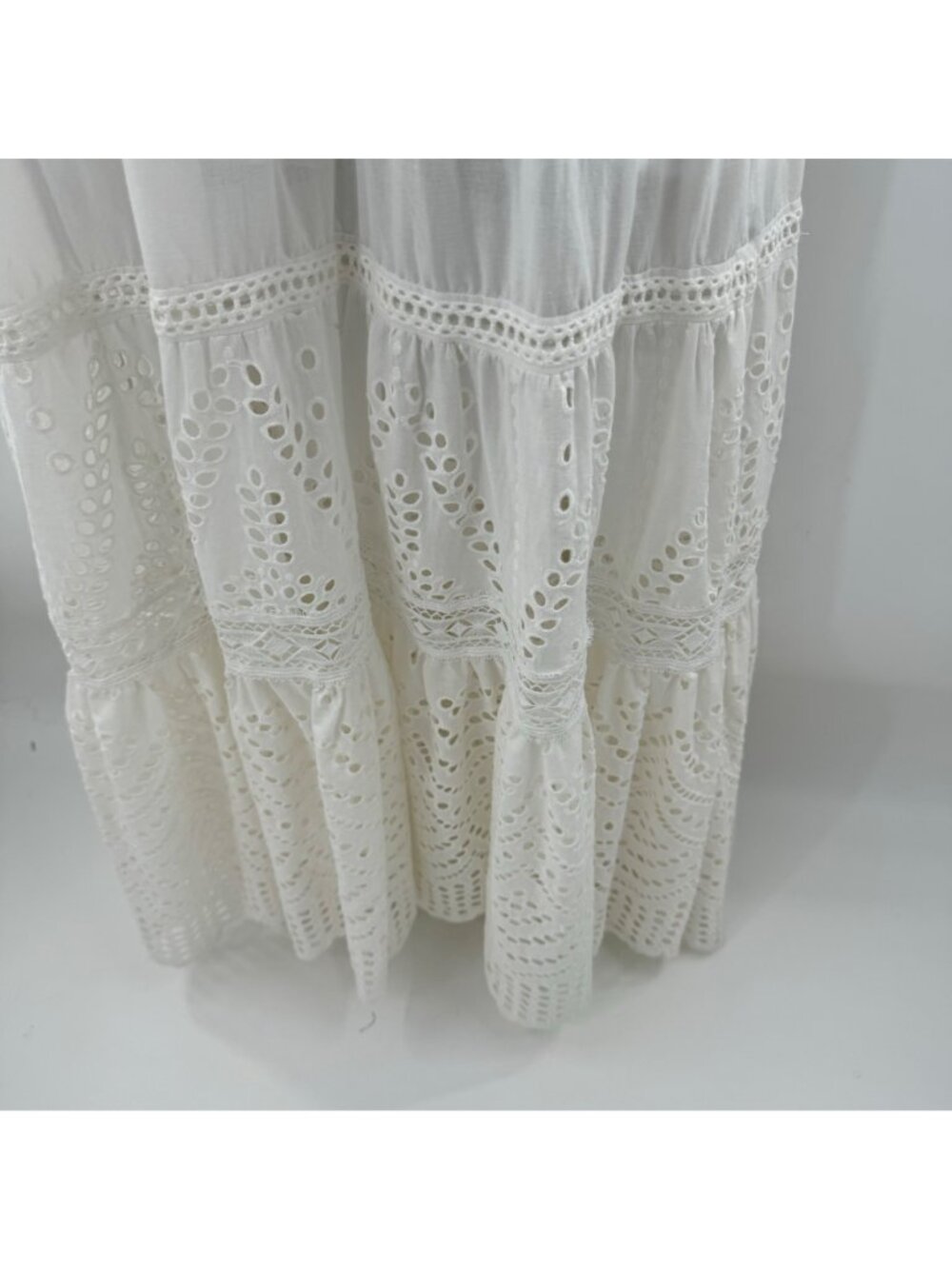 MISA Los Angeles Allegra Women's Allegra White Eyelet Lace Maxi Dress V-Neck Spa - Picture 6 of 16